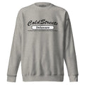 Grey sweatshirt with Cold Streets Delaware text, featuring carbon grey and white colors