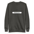 Dark gray sweatshirt with Delaware text, ideal for casual wear in carbon grey white