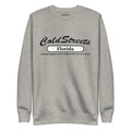 Grey sweatshirt with ColdStreets Florida text in carbon grey white from CS Clothing Co