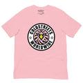 Pink t-shirt with Coldstreets Worldwide logo, made from ring-spun combed cotton