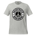 Grey ring-spun combed cotton t-shirt with peace sign logo and COLDSTREETS WORLDWIDE text