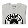 Light gray ring-spun combed cotton t-shirt with black peace sign and COLDSTREETS logo