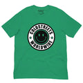 Green t-shirt with black smiley logo and COLDSTREETS WORLDWIDE in ring-spun combed cotton