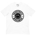 White T-shirt featuring a black smiley logo and COLDSTREETS WORLDWIDE in ring-spun cotton