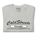 Light gray CS Clothing Co. t-shirt in ring-spun combed cotton with ColdStreets Georgia design