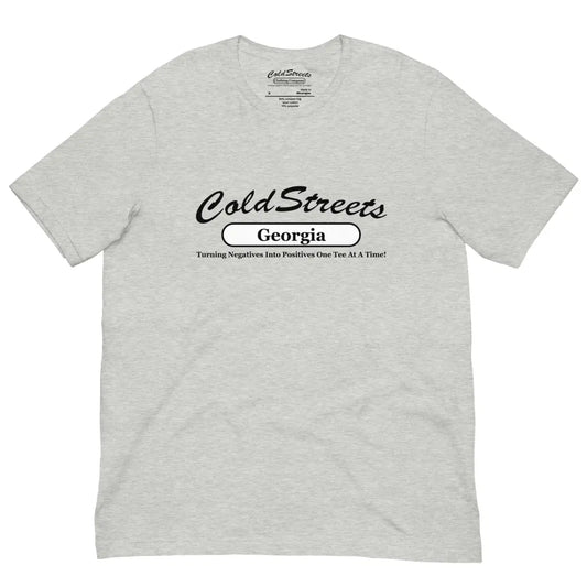 Light gray pre-shrunk ring-spun combed t-shirt with Cold Streets Georgia design