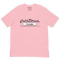 Pink t-shirt with Cold Streets Georgia printed, made from ring-spun combed cotton