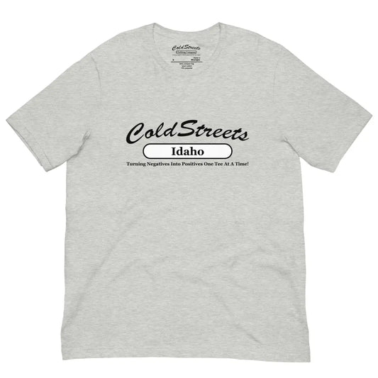 Light gray Cold Streets Idaho t-shirt made of pre-shrunk ring-spun combed cotton