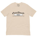 Beige t-shirt with Cold Streets Idaho slogan, made from ring-spun combed cotton