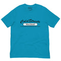 Turquoise t-shirt with Cold Streets Maryland text in ring-spun combed cotton