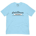 Light blue pre-shrunk ring-spun combed t-shirt with Cold Streets Maryland design