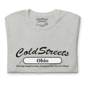 Light gray pre-shrunk ring-spun combed cotton t-shirt with ColdStreets Ohio design