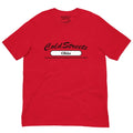 Red pre-shrunk ring-spun combed t-shirt with Cold Streets Ohio print by CS Clothing Co