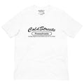 White pre-shrunk ring-spun combed cotton t-shirt with Cold Streets Pennsylvania design