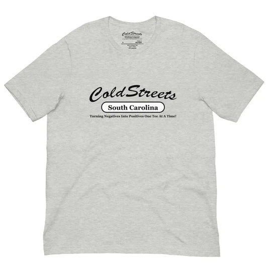 Light gray pre-shrunk ring-spun combed cotton t-shirt with Cold Streets South Carolina design