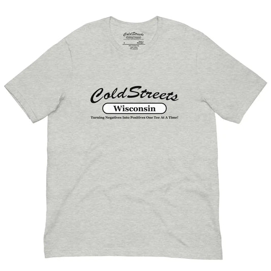 Light gray Cold Streets Wisconsin t-shirt in ring-spun combed cotton from CS Clothing Co