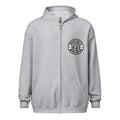 Light grey zip-up hoodie with logo patch for CS Clothing Co in Sport Grey Dark