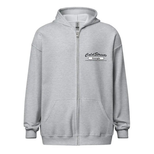 Light gray zip-up hoodie sweatshirt with logo from CS Clothing Co. in sport grey dark