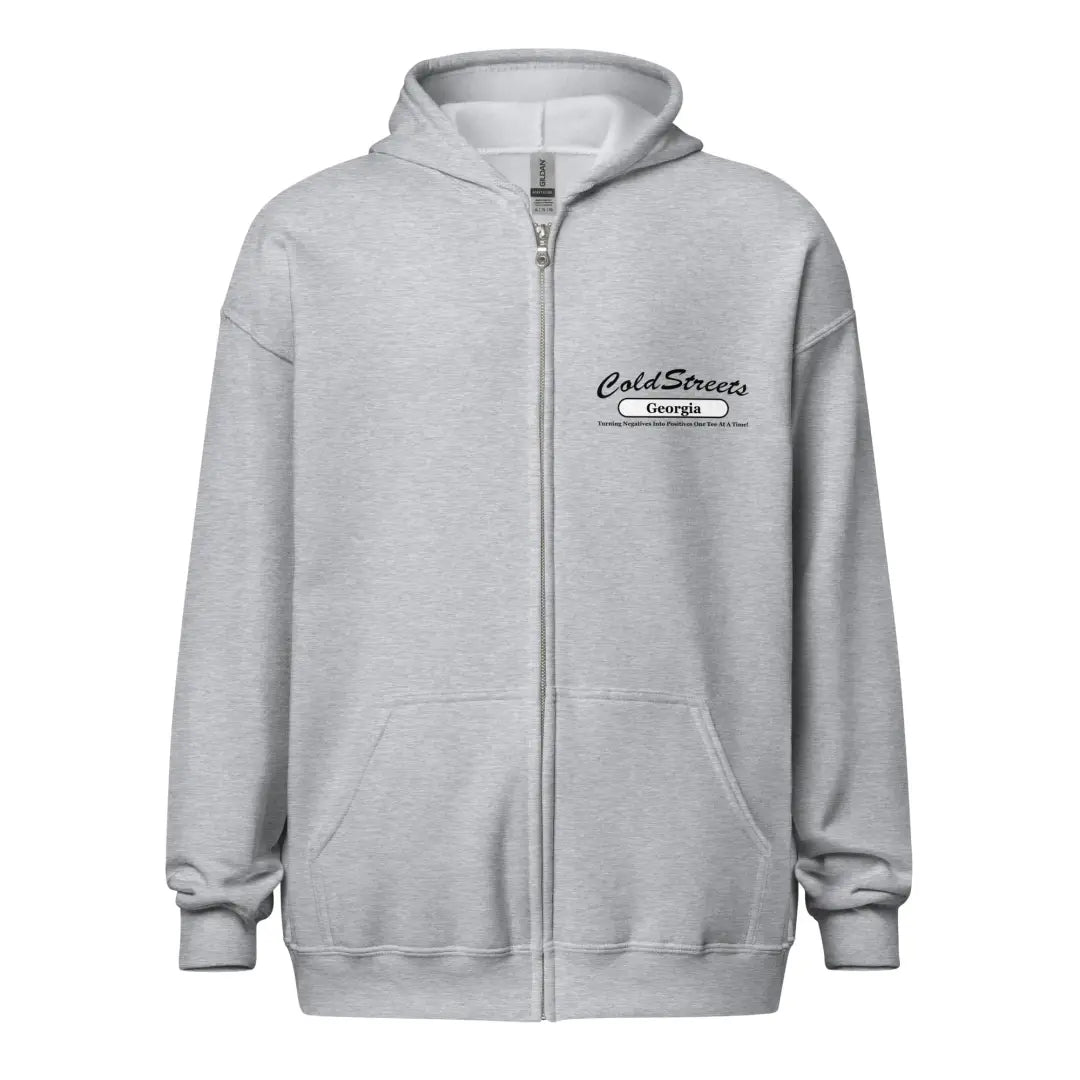 Light gray zip-up hoodie sweatshirt with logo from CS Clothing Co. in sport grey dark