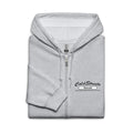 Light gray zip-up hoodie with ColdStores Hawaii design perfect for casual wear