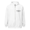 White zip-up sweatshirt with Cold Streets logo from CS Clothing Co in sport grey dark