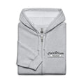 Light gray zip-up hoodie with ColdSports branding for a sporty style in Carolina blue white