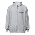 Light gray zip-up hoodie with logo, perfect for sport grey dark style from CS Clothing Co