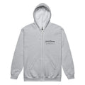 Light gray zip-up hoodie with printed logo, perfect for casual wear in Carolina blue white