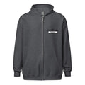 Dark gray zip-up hoodie sweatshirt with logo patch from CS Clothing Co. in sport grey dark