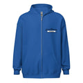 Royal blue zip-up hoodie from CS Clothing Co. featuring logo patch and grey dark accents