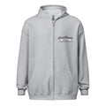 Light gray zip-up hoodie with logo, ideal for casual wear by CS Clothing Co