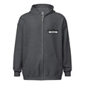 Dark gray zip-up hooded sweatshirt with logo from CS Clothing Co in sport grey dark