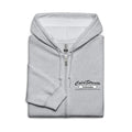 Light gray zip-up hoodie with Cold Sweat branding from CS Clothing Co in sport grey dark