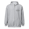 Light gray zip-up hoodie with logo, perfect for sport grey dark style by CS Clothing Co