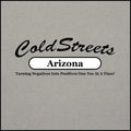 Logo for ColdStreets Arizona with tagline Turning Negatives Into Positives on sport grey dark tee