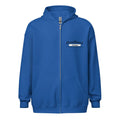 Royal blue zip-up hoodie sweatshirt with logo, perfect for sport grey dark styling