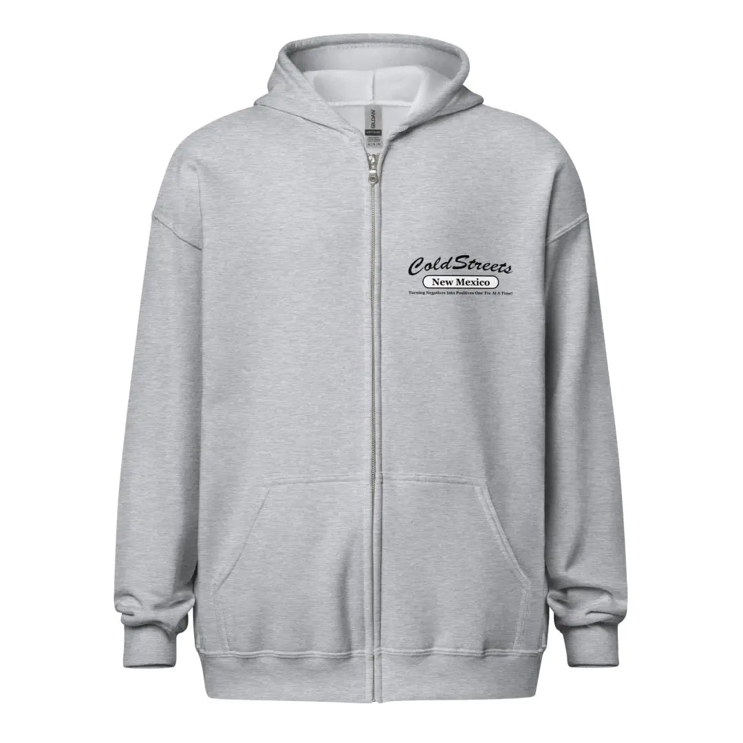 Light gray zip-up hoodie with logo on chest, perfect for sport grey dark styling