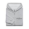 Light gray zip-up hoodie with CatchStreets logo in sport grey dark style