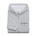 Light gray zip-up hoodie with ColdStores logo, perfect for sport grey dark styles