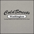 Logo for ColdStreets Washington with tagline on sport grey dark CS Clothing Co. design