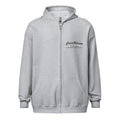 Light gray zip-up hoodie with logo, perfect for casual wear in sport grey dark