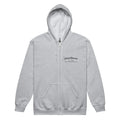 Light gray zip-up hoodie with logo from CS Clothing Co. in Sport Grey Dark design