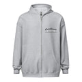 Light gray zip-up hoodie from CS Clothing Co. featuring logo, perfect for sport grey style