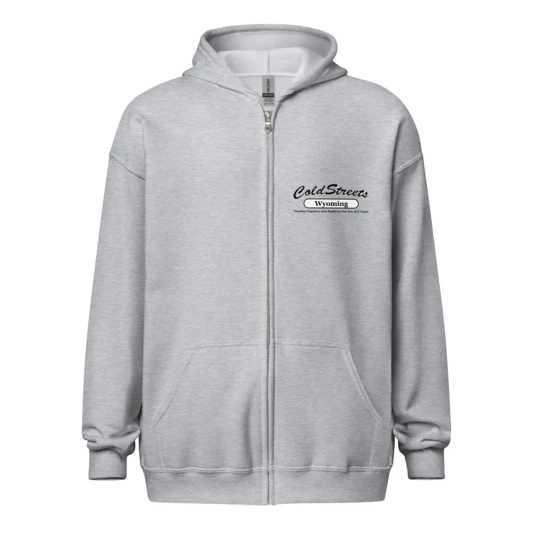 Light gray zip-up hoodie with logo from CS Clothing Co. in sport grey dark color
