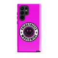 Hot pink phone case with Coldstreets Worldwide smiley logo for Samsung Galaxy S20 S21 S22