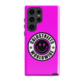 Hot pink phone case for Samsung Galaxy S20, S21, S22 with Coldstreets Worldwide logo