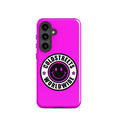 Hot pink phone case with smiley face logo for Samsung Galaxy S20, S21, S22