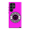 Hot pink phone case with smiley logo for Samsung Galaxy S20, S21, S22 by CS Clothing Co