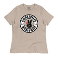 Beige ring-spun combed cotton t-shirt with Coldstreets Worldwide logo and peace sign