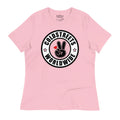 Pink Heather Prism T-shirt with black peace sign bunny logo from CS Clothing Co